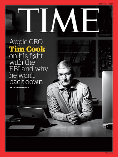 عکس تیم کوک روی جلد مجله تایم در سال 2016